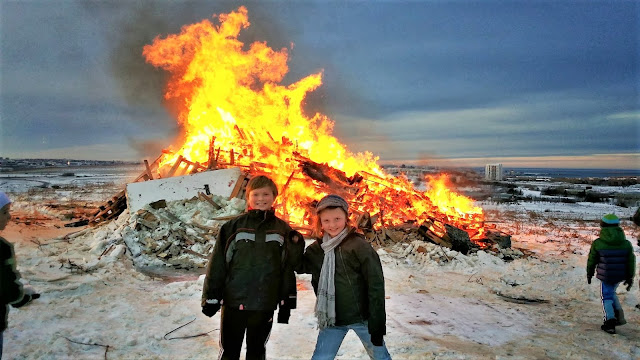 New year's bonfire in Iceland